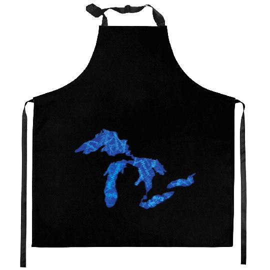 Great Lakes with Names Kitchen Aprons