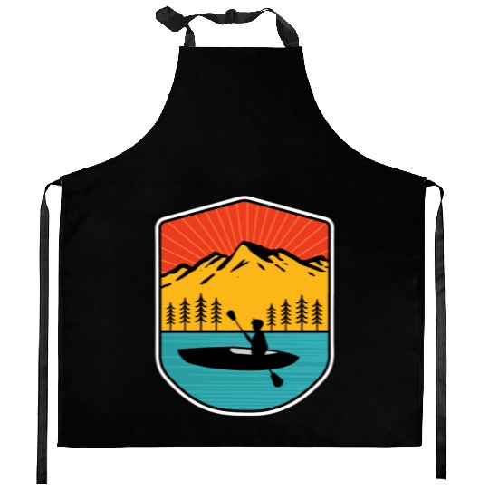 Retro Kayaking Boating Paddling In Lake Tahoe Kitchen Aprons