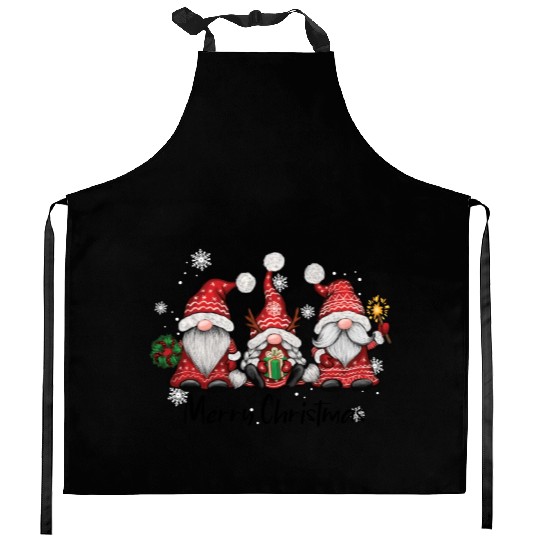 Three Christmas Gnomes Kitchen Aprons