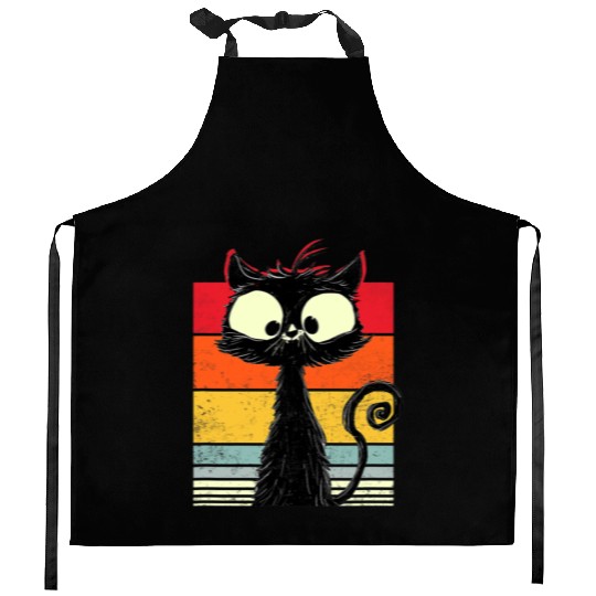Funny Vintage Cat Black Cat Cat Owner Gift Retr Kitchen Aprons