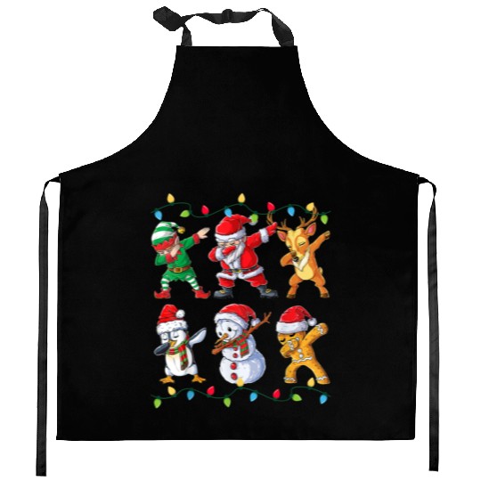 Dabbing Santa Elf Friends Christmas Kids Boys Kitchen Aprons