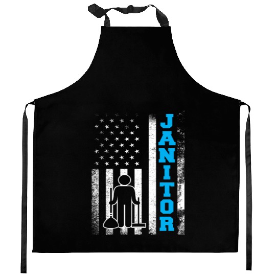 Janitor School Custodian Cleaner Janitors US Flag Kitchen Aprons