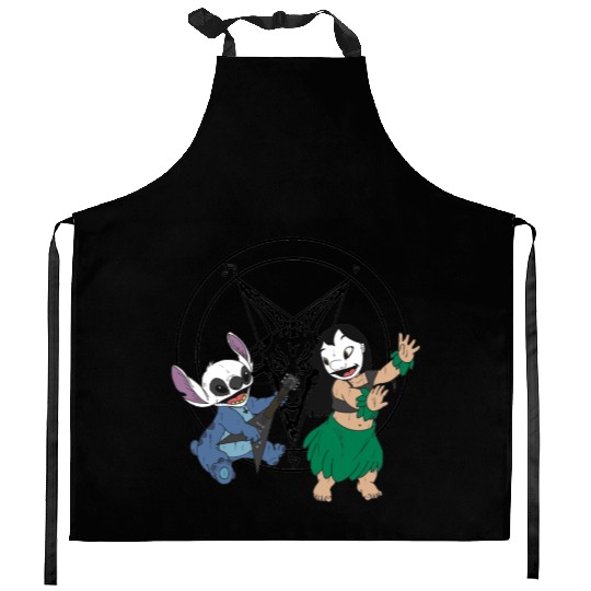 Black Metal Lilo and Stitch Kitchen Aprons