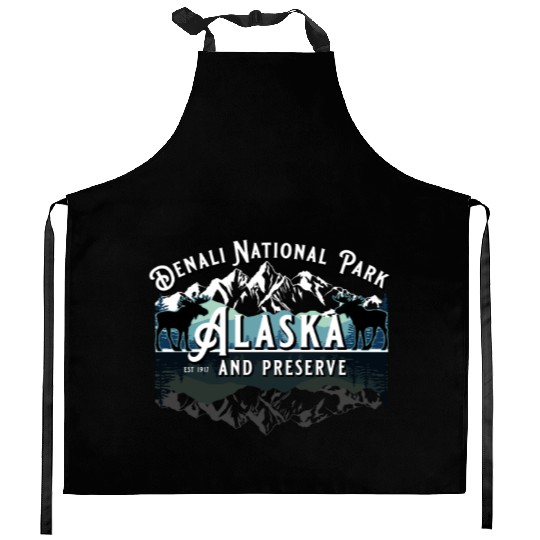 Denali National Park Alaska Ak Usa Moose Souvenir Kitchen Aprons