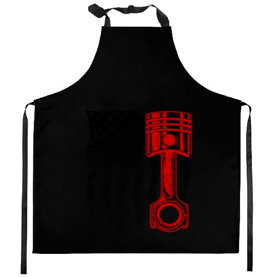 usa mechanic flag Kitchen Aprons