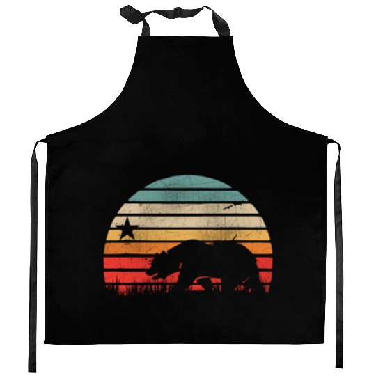 California Bear Retro Vintage Sunset Kitchen Aprons