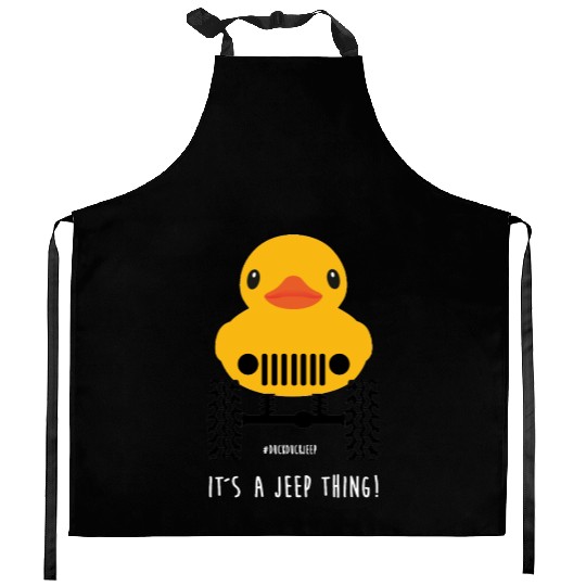 Cute Jeep Rubber duck on Offroad wheels duckduck Kitchen Aprons