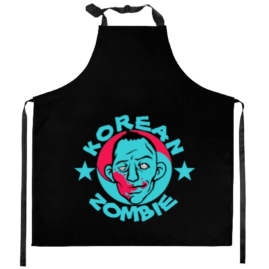 korean zombie Kitchen Aprons