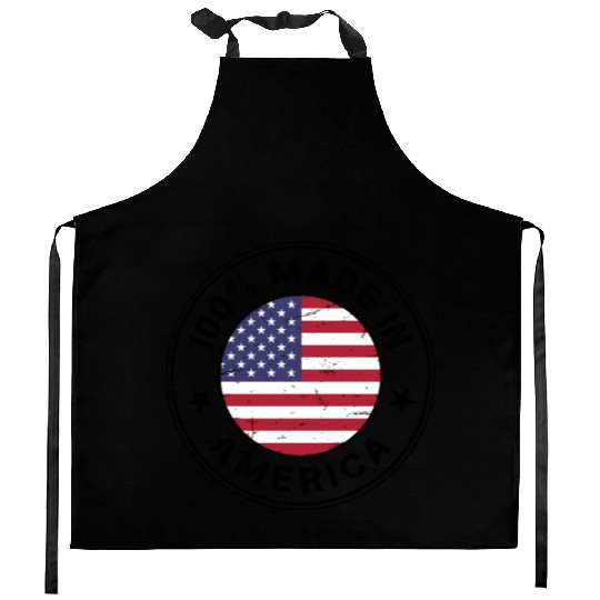 USA Made in America flag stamp Kitchen Aprons