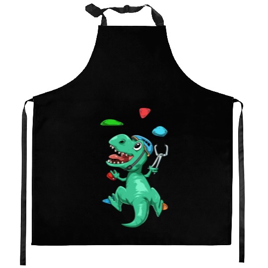 Funny T-Rex Bouldering and Rock Climbing Gift Kitchen Aprons