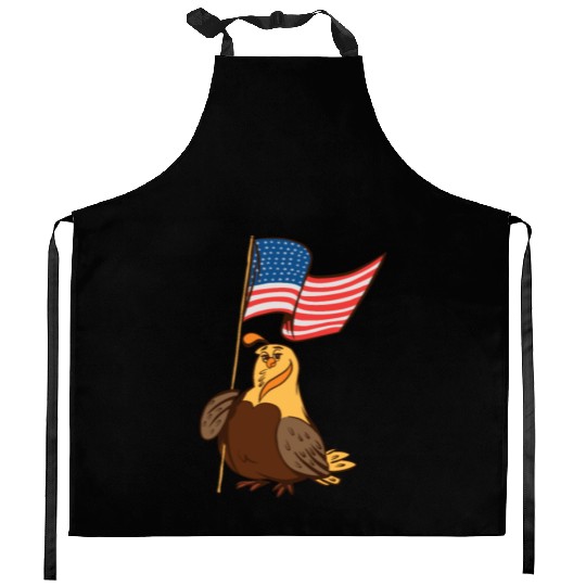 US Quail patriot with banner cute cartoon quail Kitchen Aprons