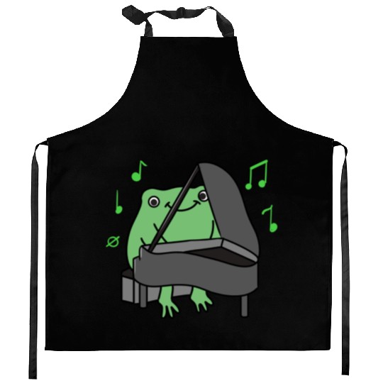 Frog Playing Piano For Piano Player Kitchen Aprons