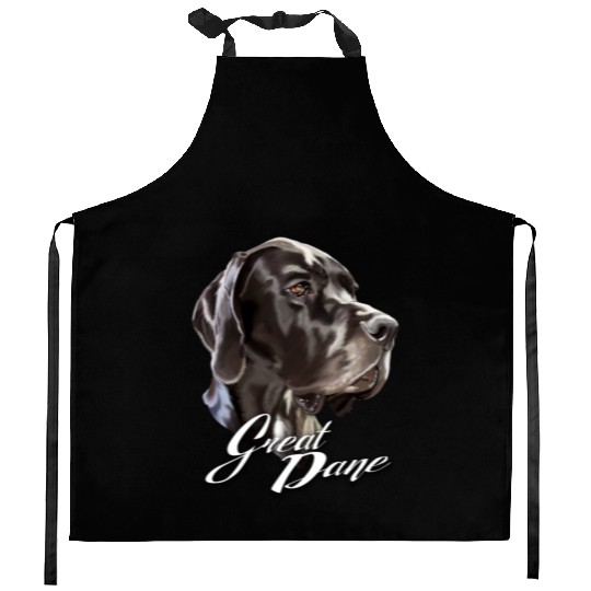 Serious Face Black Great Dane Dog Kitchen Aprons