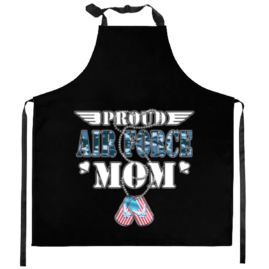 Proud Air Force Mom Us Flag Dog Tags Wings Militar Kitchen Aprons