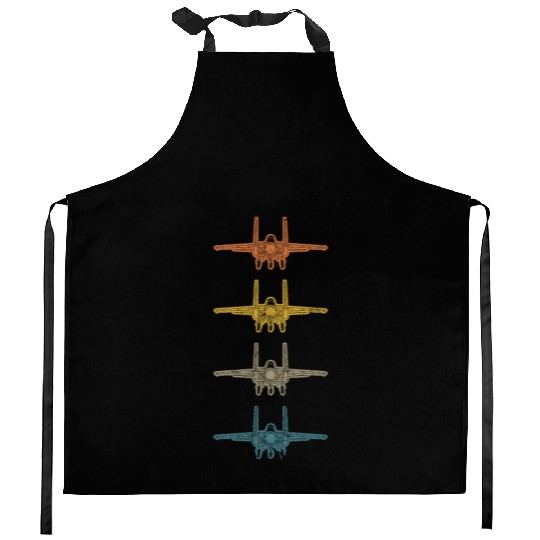 Retro F-15 Eagle Fighter Jet Vintage F15 Airplane Kitchen Aprons