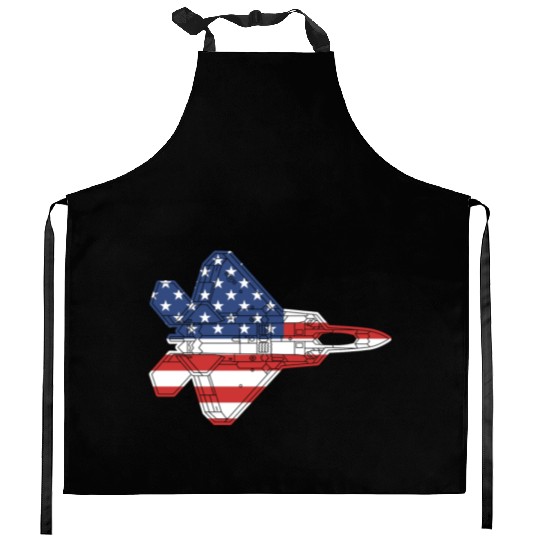 F-22 Raptor Fighter Jet Airplane American Flag F22 Kitchen Aprons