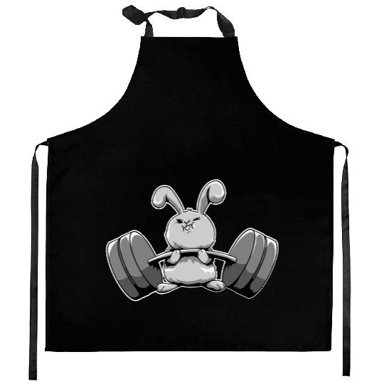 Funny Rabbit Bunny Weight Lifting Gym Workout Kitchen Aprons