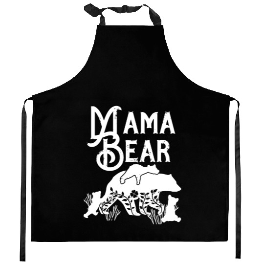 Mama Bear Mom Bear 3 cubs Momma Bear Momlife Kitchen Aprons