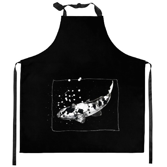 Hand-drawn KOI CARP - Cool Ink Artwork - Sketchy Kitchen Aprons