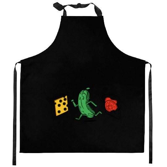 Baseball Pickle Runner Tomato Cheese Sandwich Joke Kitchen Aprons