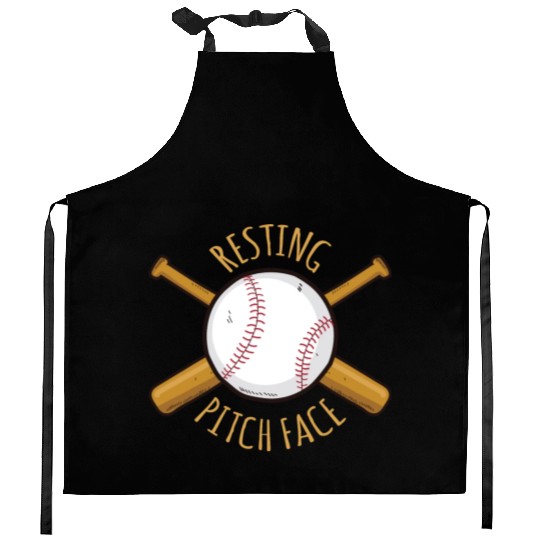 Game Day Baseball Resting Pitch Face Kitchen Aprons
