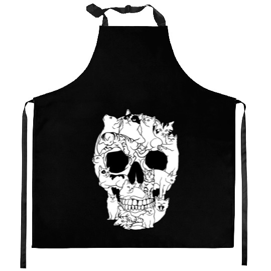Cat Skull Kitty Skeleton Grunge Style Funny Cat Bo Kitchen Aprons