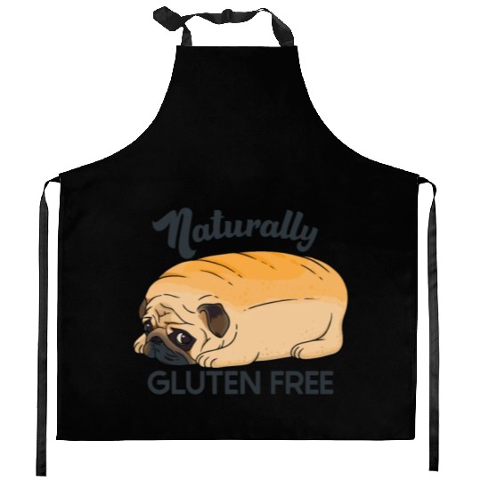 GLUTEN FREE CUTE PUG BREAD Kitchen Aprons
