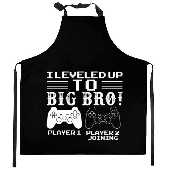 I Level Up To Big Bro Gamer Brother Kitchen Aprons
