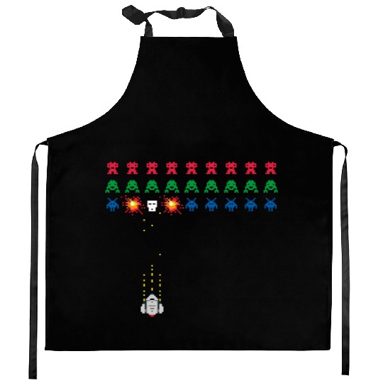 Space Invader 8 bits old school game Kitchen Aprons
