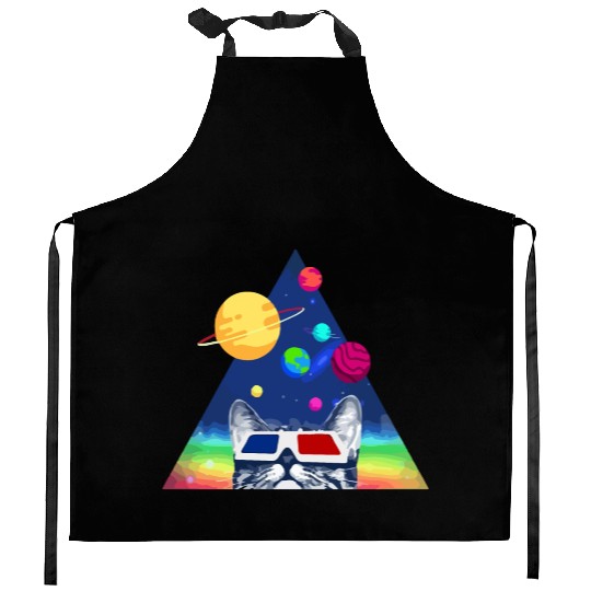 3D Space Cat Kitchen Aprons