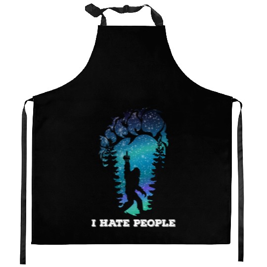 Bigfoot Middle Finger I Hate People Sasquatch Kitchen Aprons