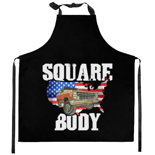 Square Body - American Flag Truck Lovers Kitchen Aprons