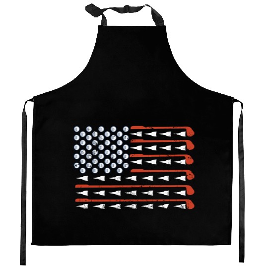 US Flag Golf Proud and Patriotic Player Kitchen Aprons