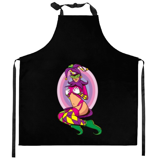 Joker Girl Kitchen Aprons Card Deck Halloween Costume