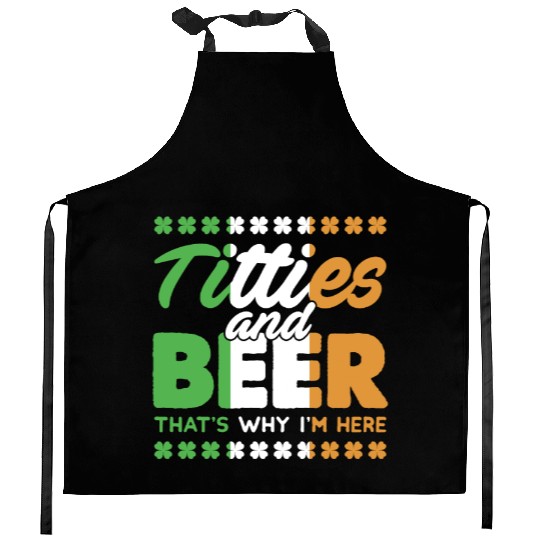 Funny St. Patricks Day Irish Titties And Beer Gift Kitchen Aprons