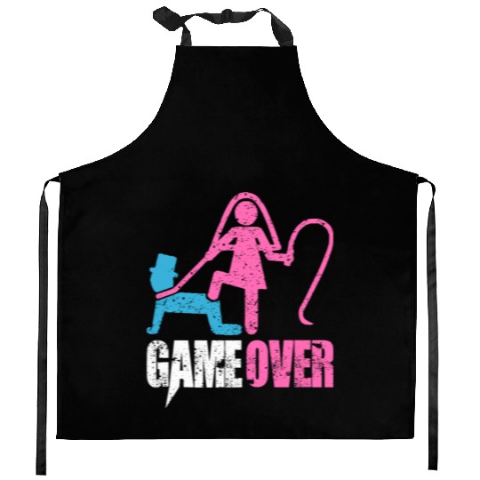 Funny Bride and Groom Meme & Quote Kitchen Aprons "Game