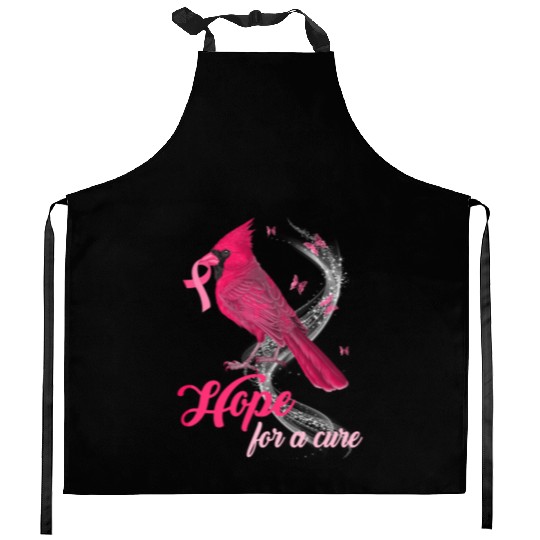 Breast Cancer Cardinal bird hope for a cure Kitchen Aprons