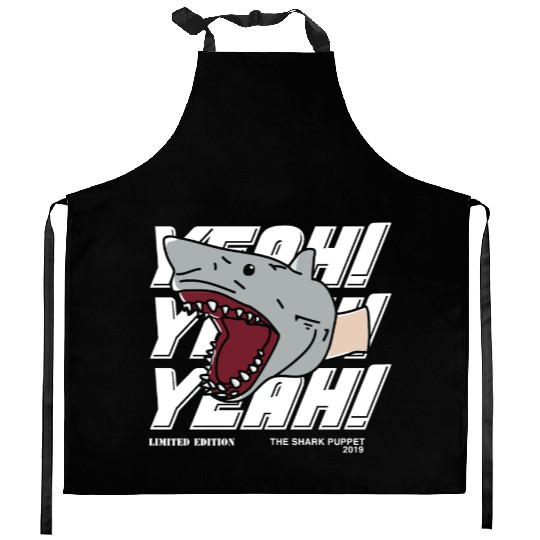 Shark puppet merch Kitchen Aprons