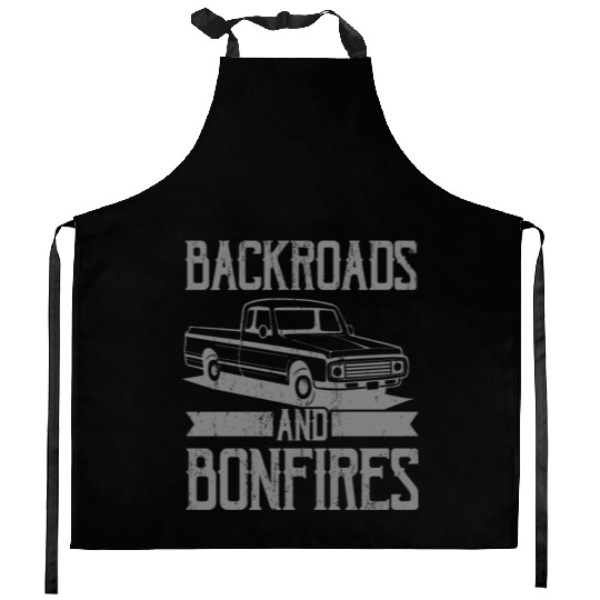 BACKROADS AND BONFIRES Square Body Truck Pickup Kitchen Aprons