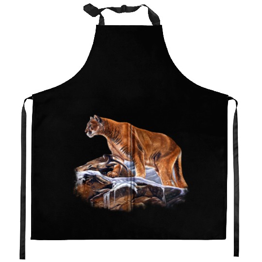 Mountain Lion Cougar Kitchen Aprons