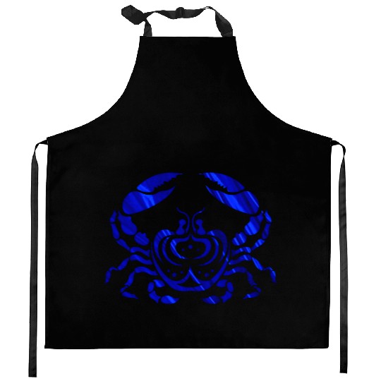 Blue Foil Crab, Tribal Art Style Kitchen Aprons