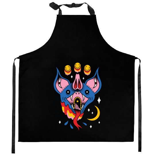 TRIPPY BAT TATTOO SURREAL Kitchen Aprons