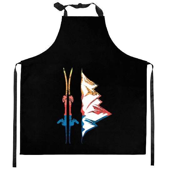 Ski Winter Vintage Wintersports Kitchen Aprons