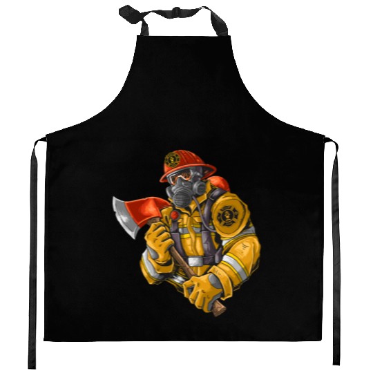 firefighter fire brigade fire station blueish use Kitchen Aprons