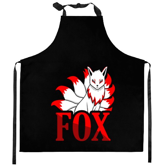Kabuki Mask Nine Tailed cute Kitsune Japanese Fox Kitchen Aprons