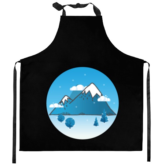 Snowy Blue Aesthetic Kitchen Aprons