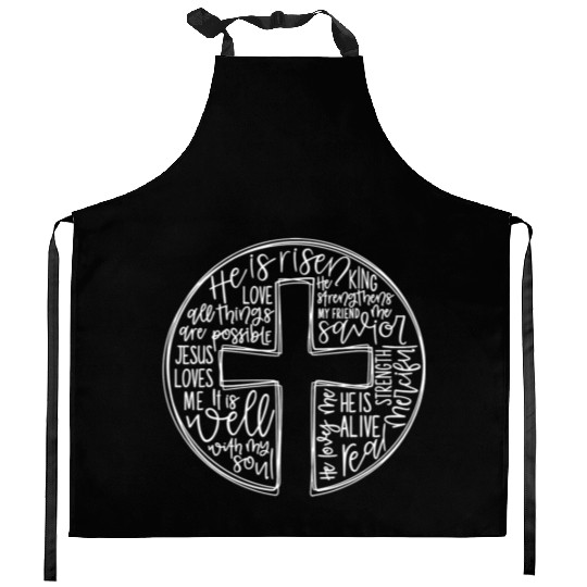 Cross With Words He is Risen Kitchen Aprons