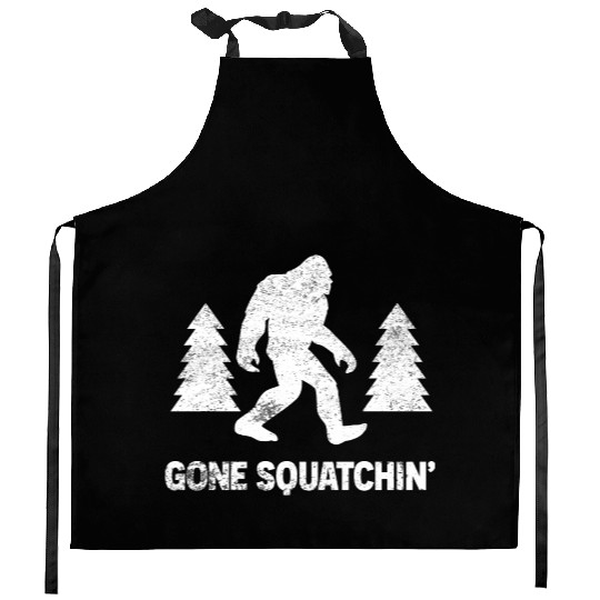 Gone Squatchin Bigfoot Sasquatch Distressed Kitchen Aprons