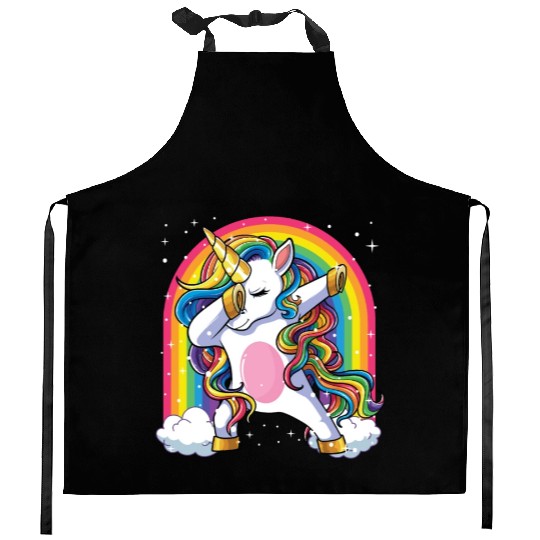 Dabbing Unicorn Rainbow Girls Kids Dab Unicorn Kitchen Aprons
