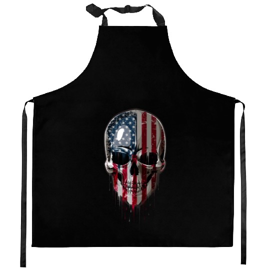 Drippin Skull with US Flag Kitchen Aprons
